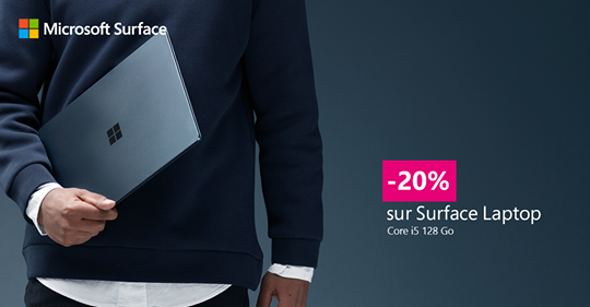 Lire la suite à propos de l’article Surface Laptop : -20% sur le modèle Core i5, 4 Go RAM, 128 Go SSD