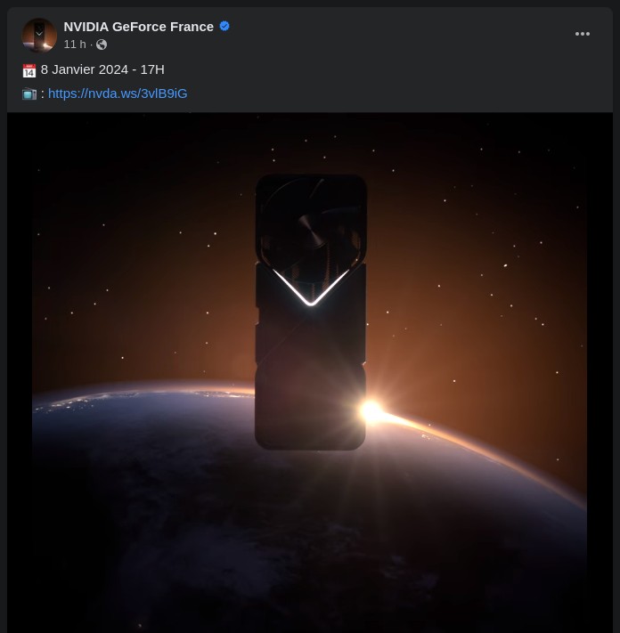 Tease d'une carte graphique GeForce Nvidia qui sera annoncée au CES 2024 de Las Vegas