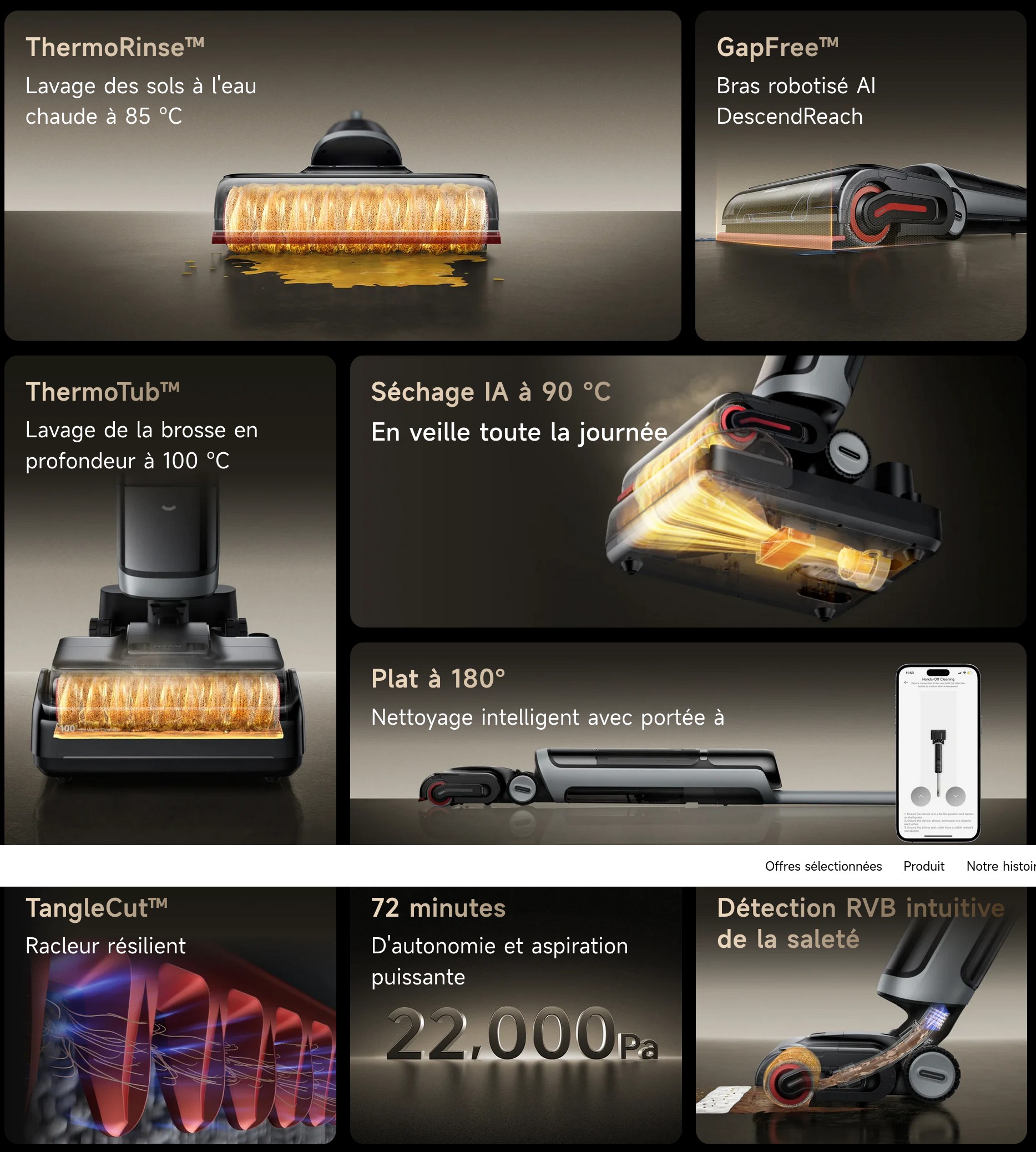 Caractéristiques de l'aspirateur laveur Dreame H15 Pro Heat