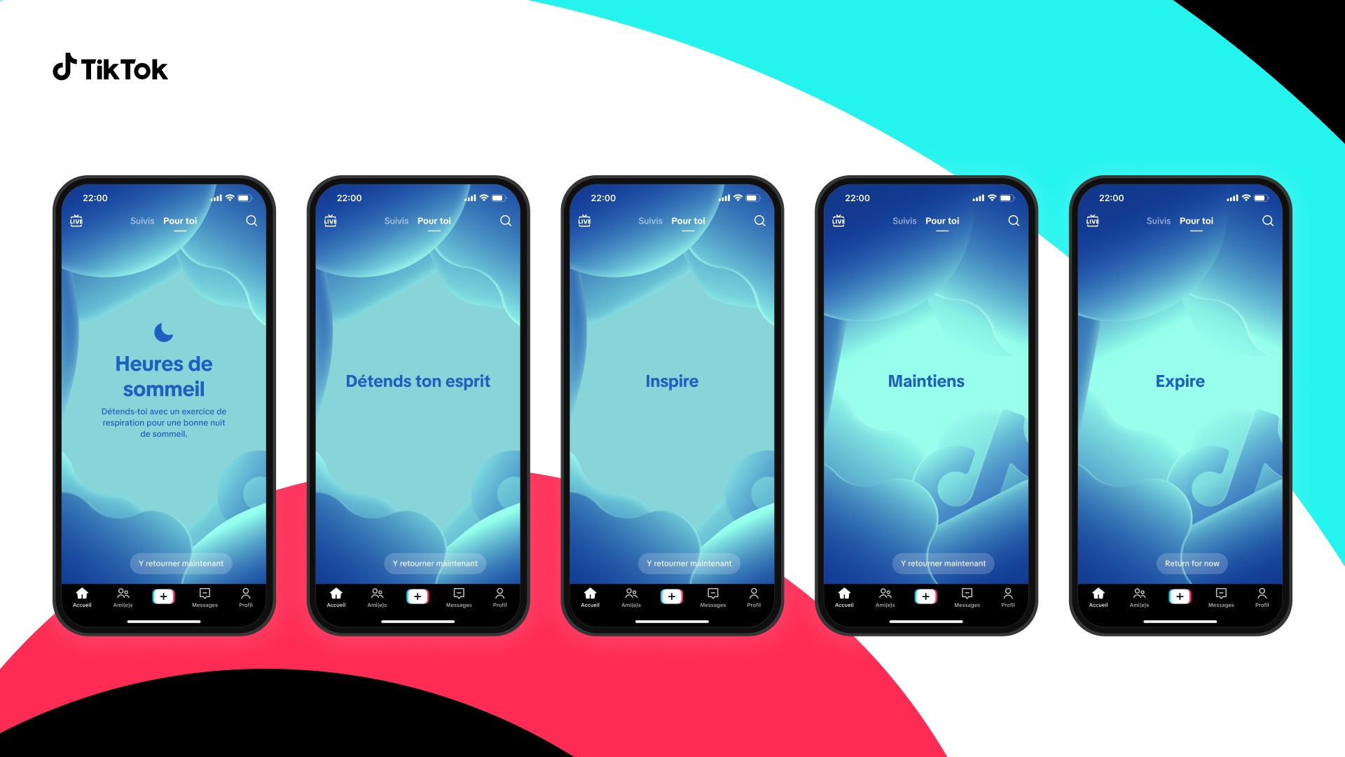Captures d'écran d'une séance de méditation sur TikTok