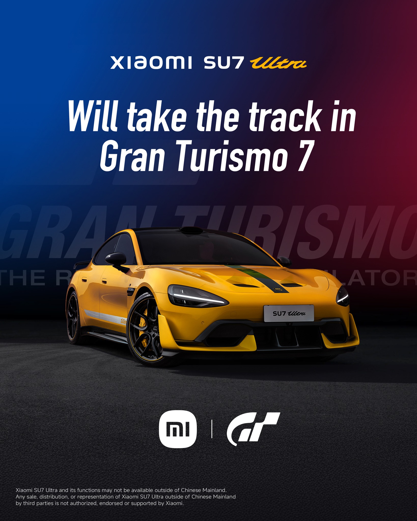Rendu officiel de la voiture électrique Xiaomi SU7 Ultra qui va faire son entrée dans le jeu vidéo Gran Turismo 7