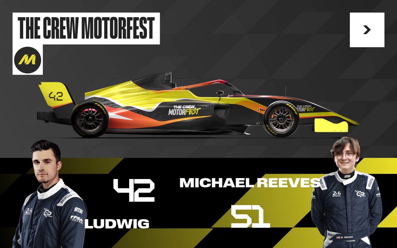 Ludwig et Michael Reeves avec leur Formule 4 pour l'écurie The Crew Motorfest du GP Explorer 3
