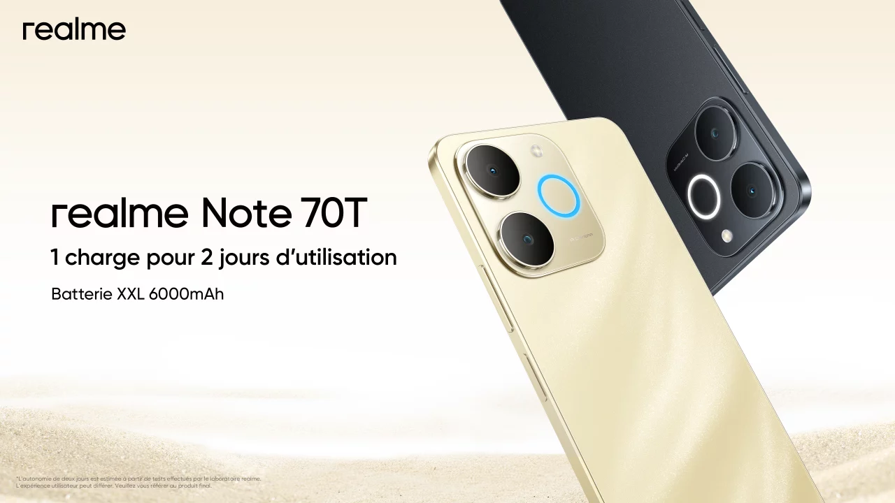 Lire la suite à propos de l’article realme Note 70T : une grande autonomie à moins de 100€ !