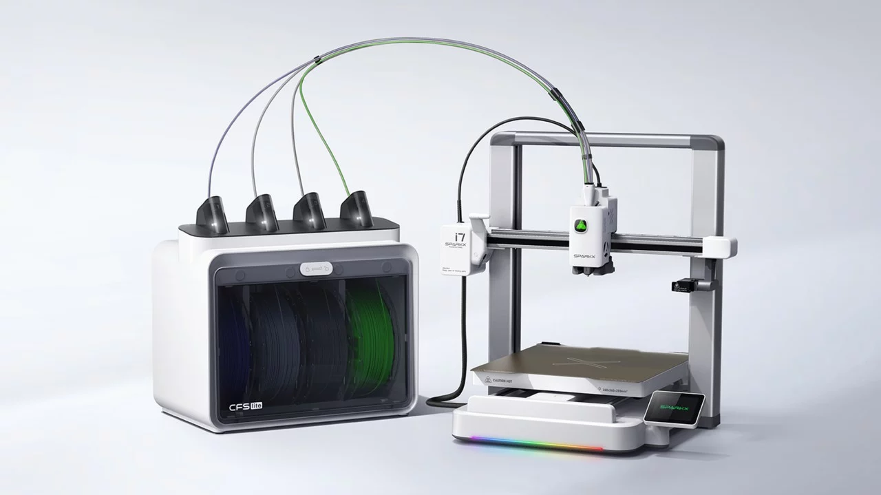 Rendu officiel de l'imprimante 3D Creality Sparck i7 et du module CFS Lite