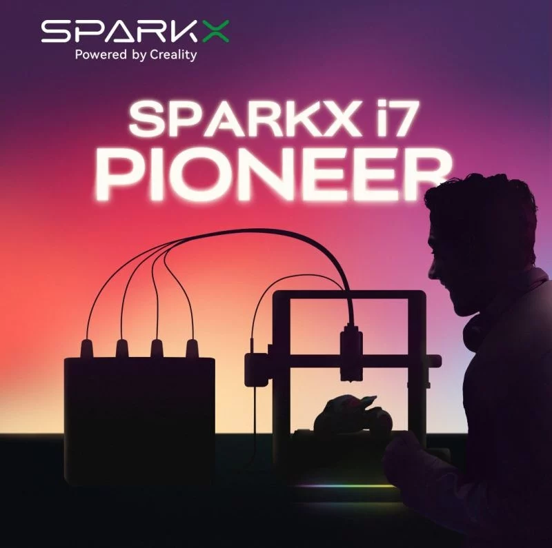 TEasing de l'imprimante 3D Creality SparckX i7 qui sera présentée au CES 2026 de Las Vegas.