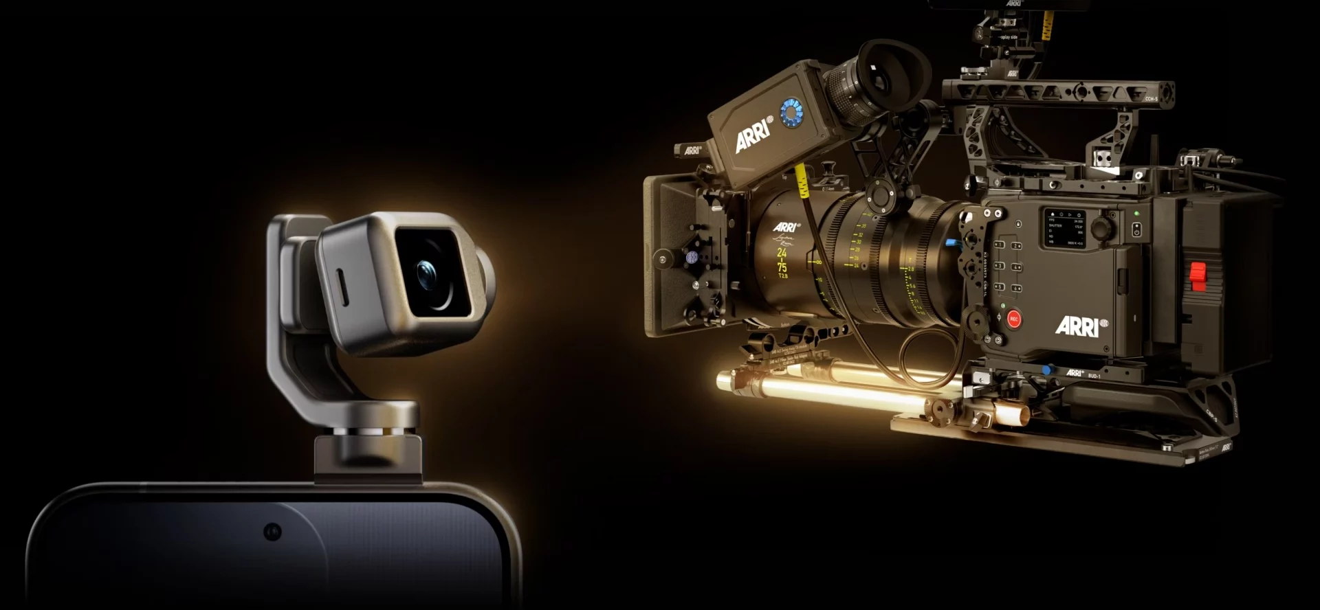 Rendus du HONOR Robot Phone et d'une caméra cinématographique ARRI