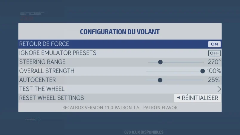 Interfacce paramètrage volant recalbox 11